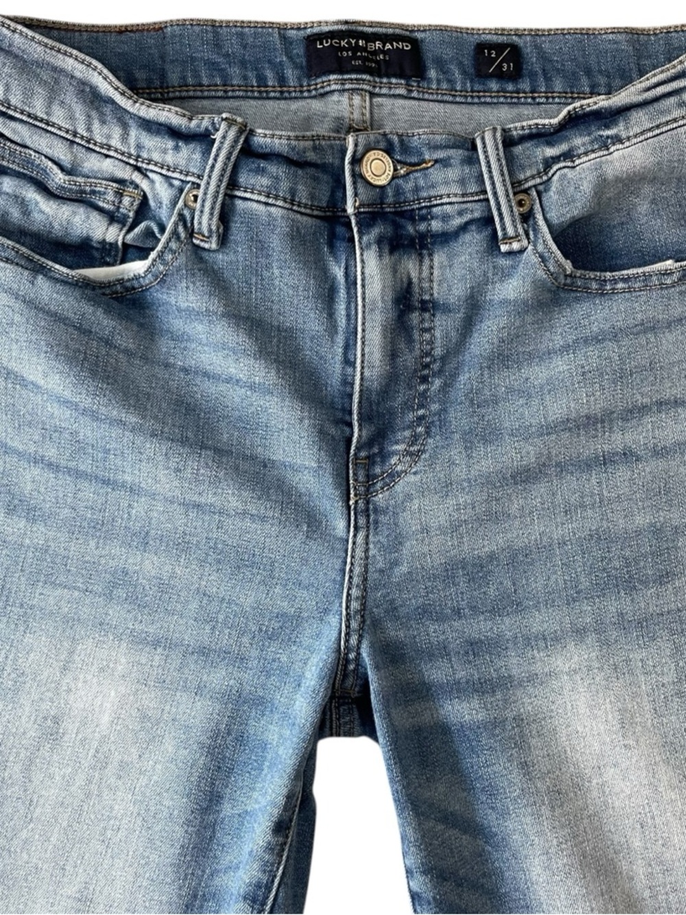 Lucky Brand Women's Size 12 Midi Rise Straight Leg Jeans Light Blue - Picture 6 of 16